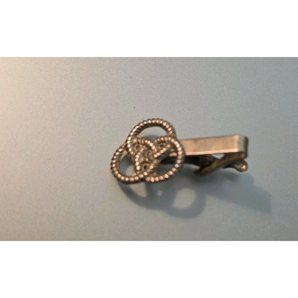 Vintage Silver Tone Triquetra Celtic Knot Tie Bar Clip Slide Mens Jewelry